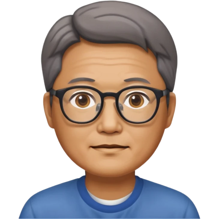 안경을 낀 50대 표준 체격의 한국인 남성 emoji