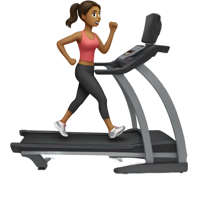Brunette walking on treadmill  emoji
