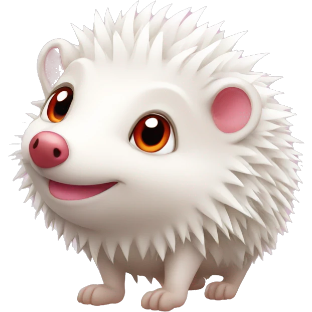 Cute white hedgehog with pinkish red eyes emoji