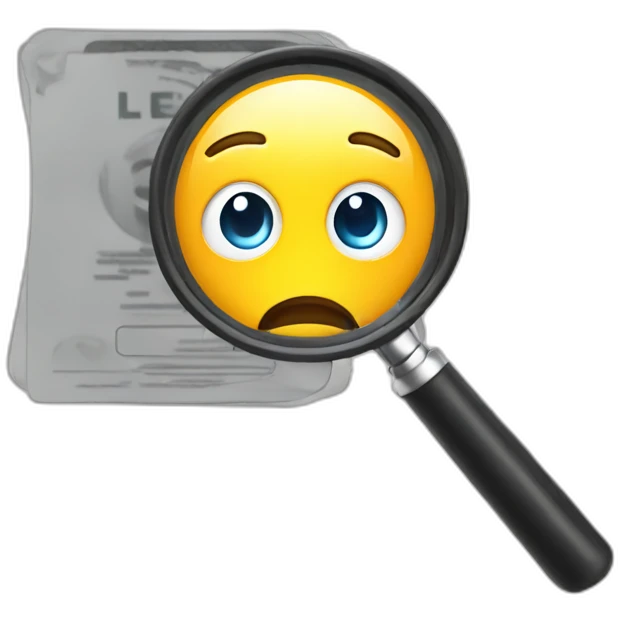 magnifying glass hovering over drivers license emoji