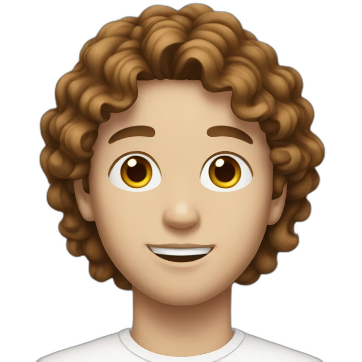 Young men, with White skin, with brown wavy hair  emoji