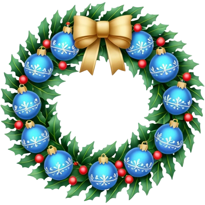 simple Christmas wreath with light blue details emoji