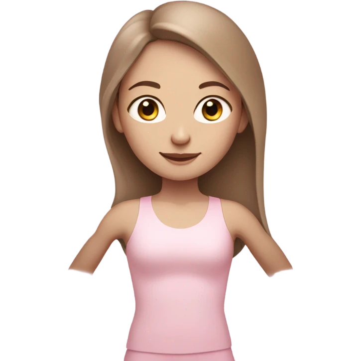 Brown long hair pale skin yoga girl light pink clothes n emoji