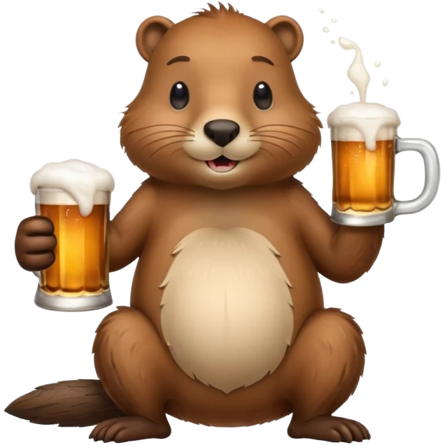 A relaxed beaver leaning back with a foamy beer mug emoji