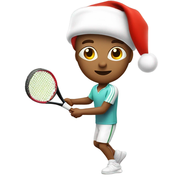 Tennis player playing tennis right handed wearing Santa hat Caucasian emoji