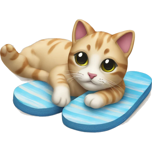 cat wearing slippers on a beach emoji