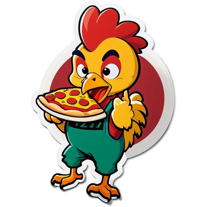 Chicken eating pizza emoji