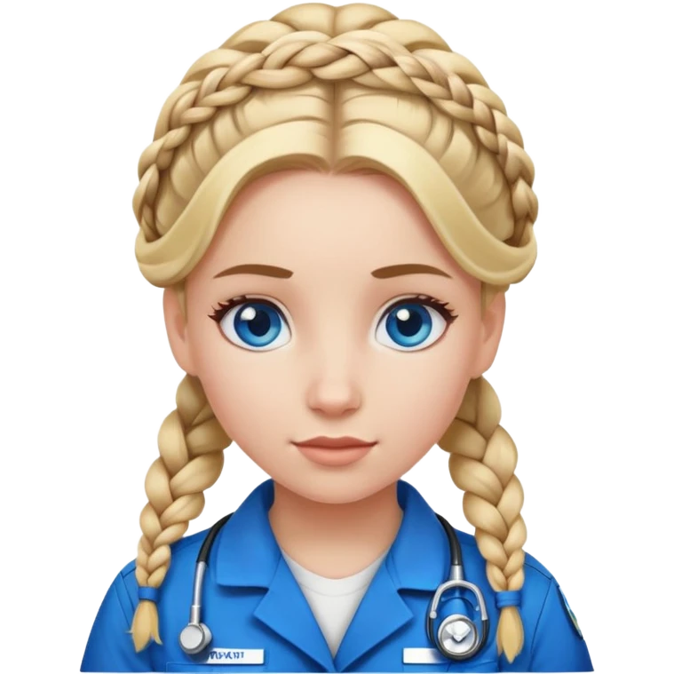 Paramedic girl with braided blonde hair updo and blue eyes emoji