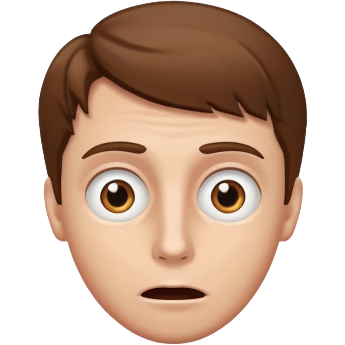 White guy hazel eyed brown hair surprised face emoji
