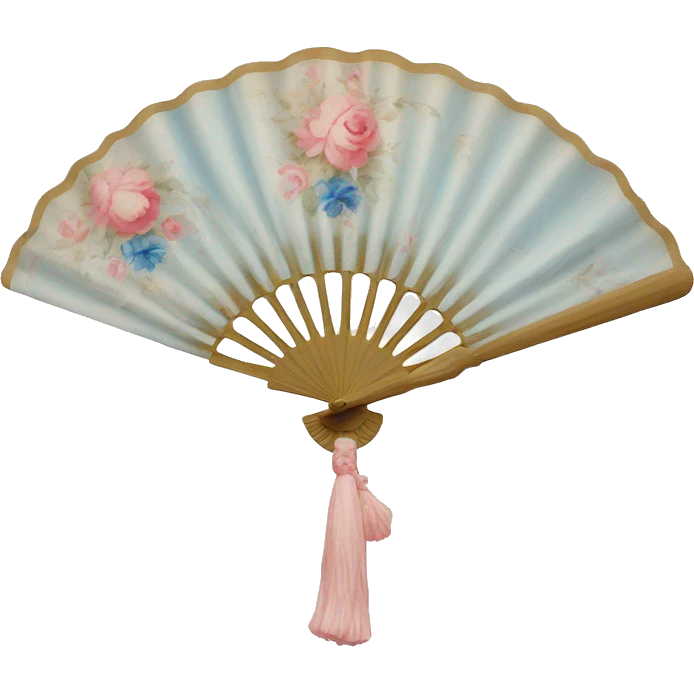 Rococo hand fan white pink and blue  emoji