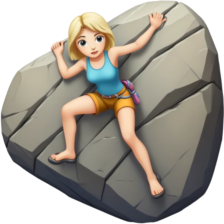 pretty girl climbing rock emoji