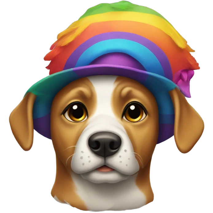Rainbow dog with hat emoji