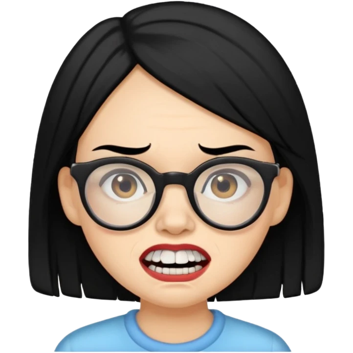 못생긴 여자 덧니도 있음 안경씀 검은색머리 비듬 emoji