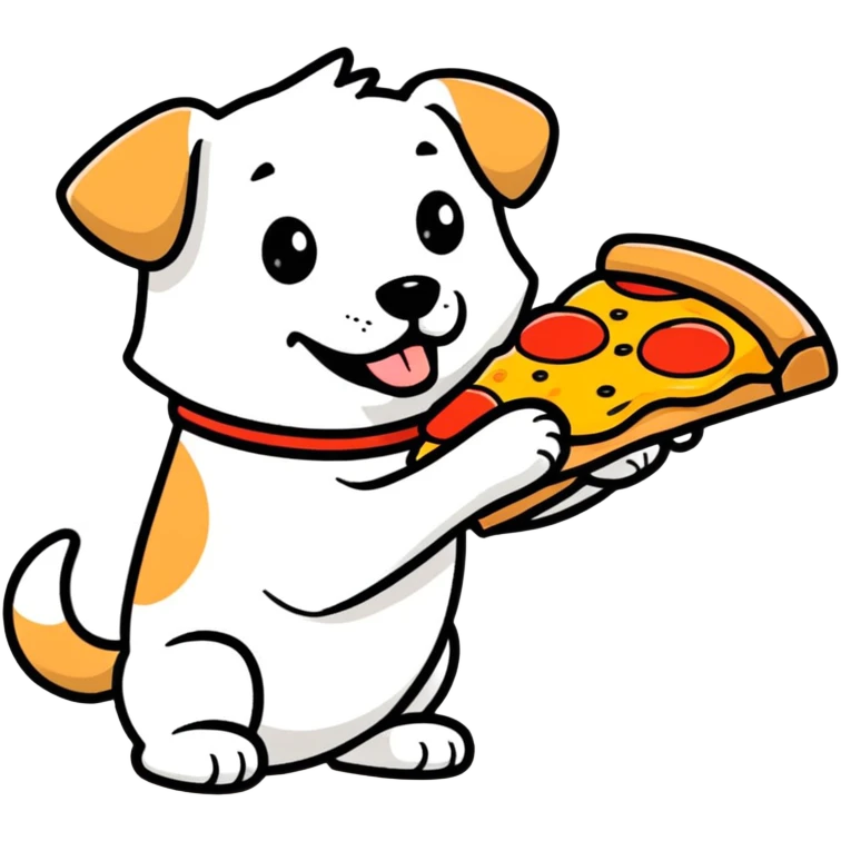 Dog eating pizza emoji