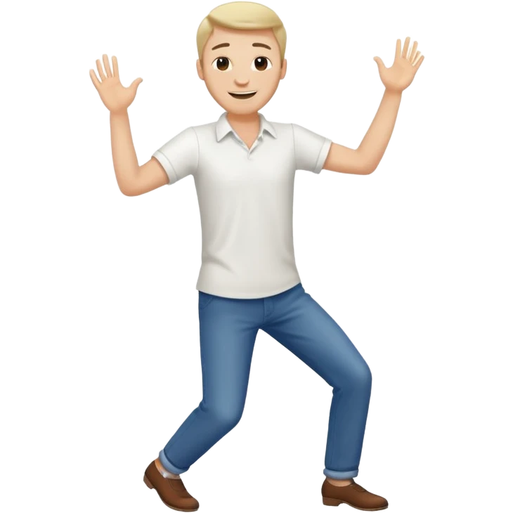 танцующий мужчина в полный рост в рубашке белой emoji