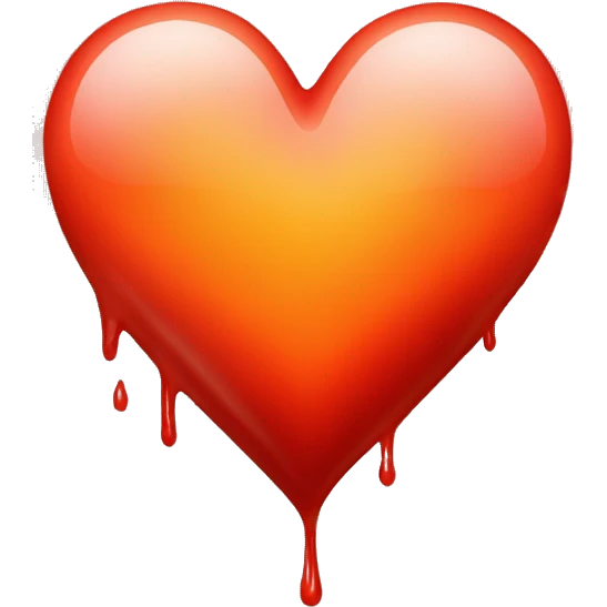 bleeding red heart shape glowing red-orange emoji