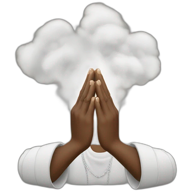 hands in prayer with smoke rising from the fingertiops emoji