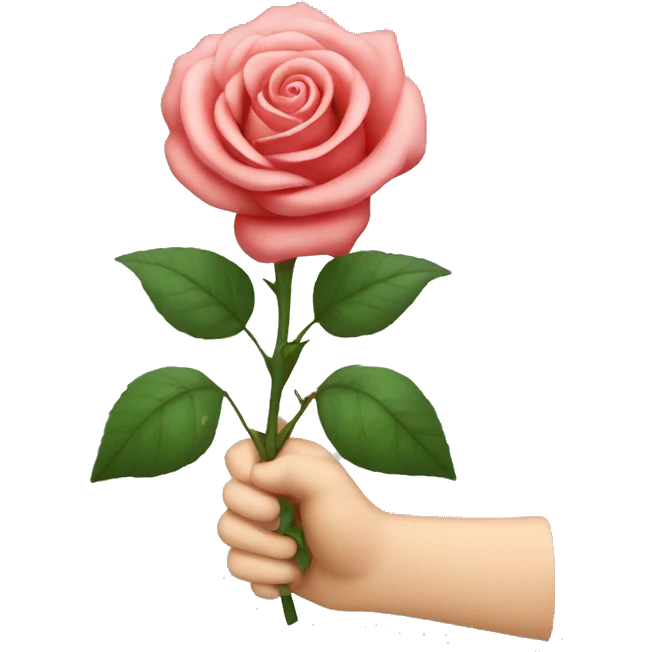 Emoji Smile with Rose in Hand emoji