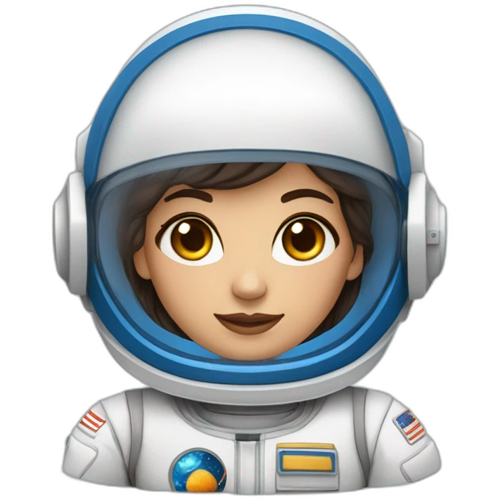 Astronauta mujer de tez morena, ojos  y cabello marrón con uniforme blanco con azul  emoji