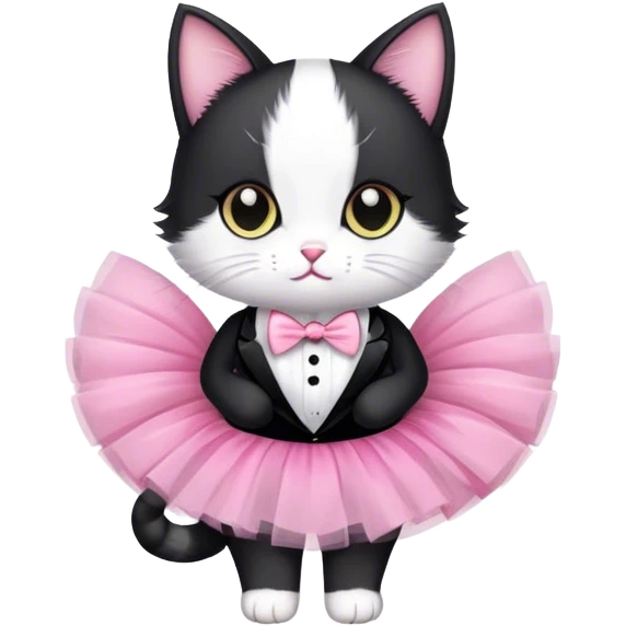 Tuxedo cat with tutu emoji