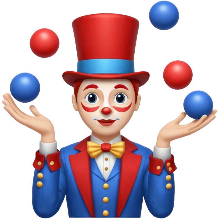 circus juggler juggling balls blue and white and red emoji