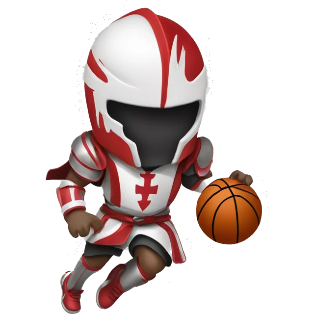 Red and white knight dribbling a basketball  emoji