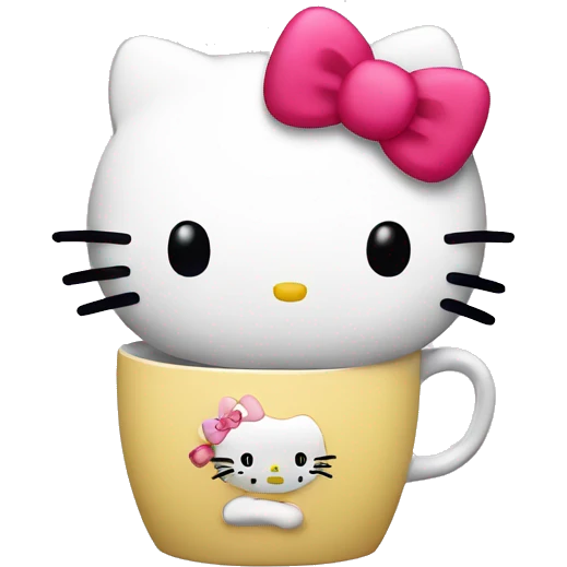 hello kitty with a cup emoji