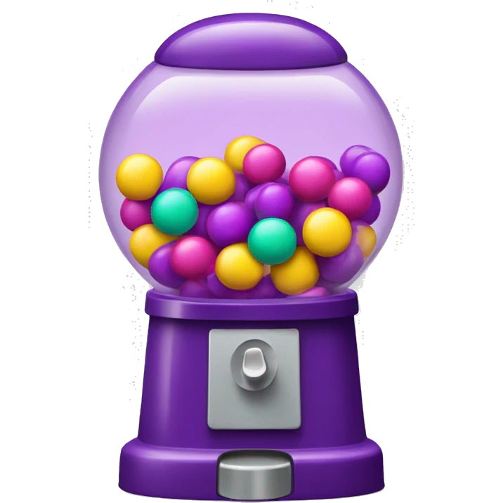 Purple gumball machine with purple, fuchsia, yellow, and mint green gumballs emoji