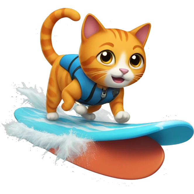 Orange cat surfing emoji