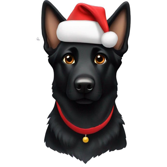 black german shepherd with christmas hat emoji