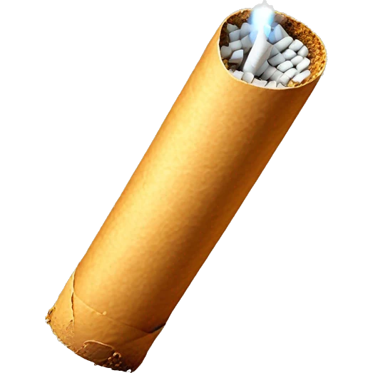 rolled cigarette with a glowing tip, featuring tan paper and a tapered cylindrical shape emoji