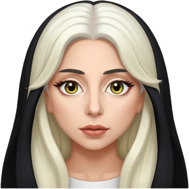 Lady Gaga with hazel eyes, long white hair emoji