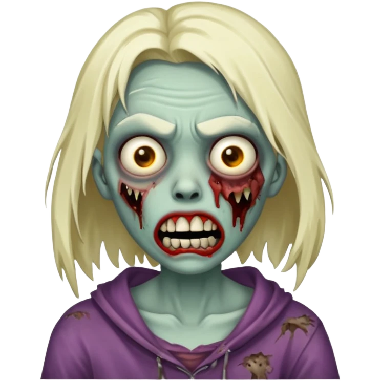 make a zombie girl with a droopy ruined mouth emoji