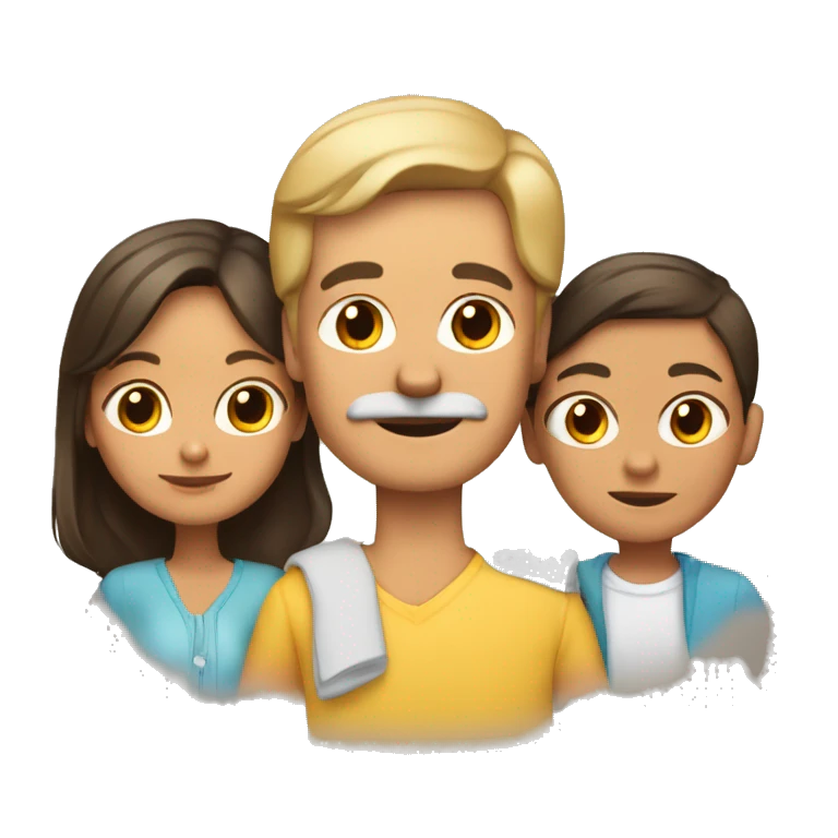 una familia de un padre una madre una hija y dos perritas chihuahuas emoji