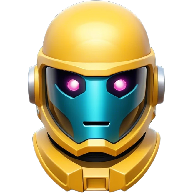 Clash of Clans aesthetic: Cinematic Playful 3D Isometric Space Helmet Emoji, rendered in a 3D vector-style similar to standard emojis with minimal shading and bold, simplified shapes. A compact, distinct form with signature details, softly glowing with a futuristic sci-fi warfare charm. Simplified yet unmistakably iconic, highly detailed and consistent, glowing with a soft radiance and high shine. Stylized with a touch of high-tech brilliance and a soft glowing outline, capturing the essence of a beloved gaming relic with a friendly, playful manner! emoji