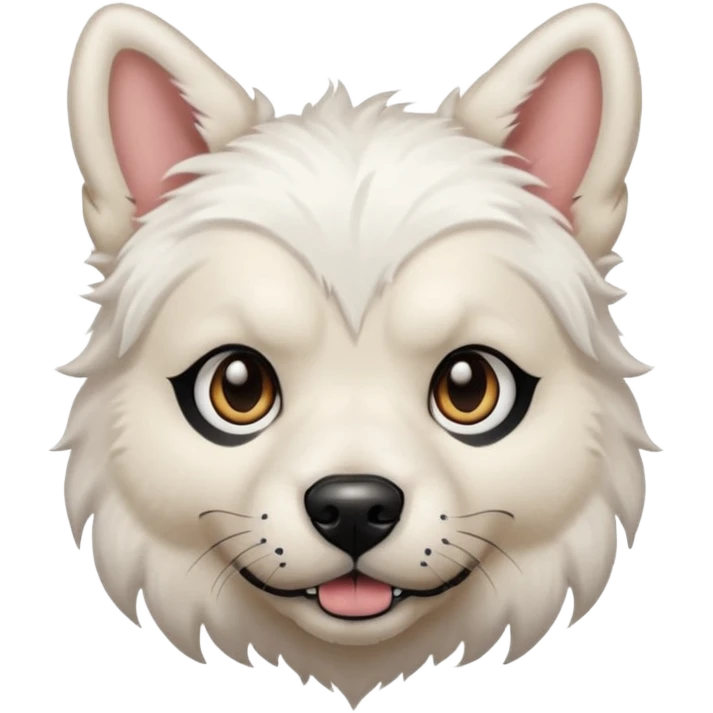 tattooed dog with heavy face tattoes, white dog and piercings emoji