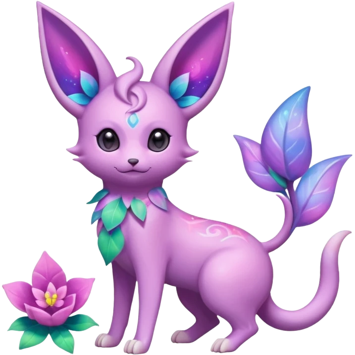 Colorful Floral-Painted Spring-Bloom Iridescent Cute Roserade-Espeon-Fakémon-creature (full body) emoji