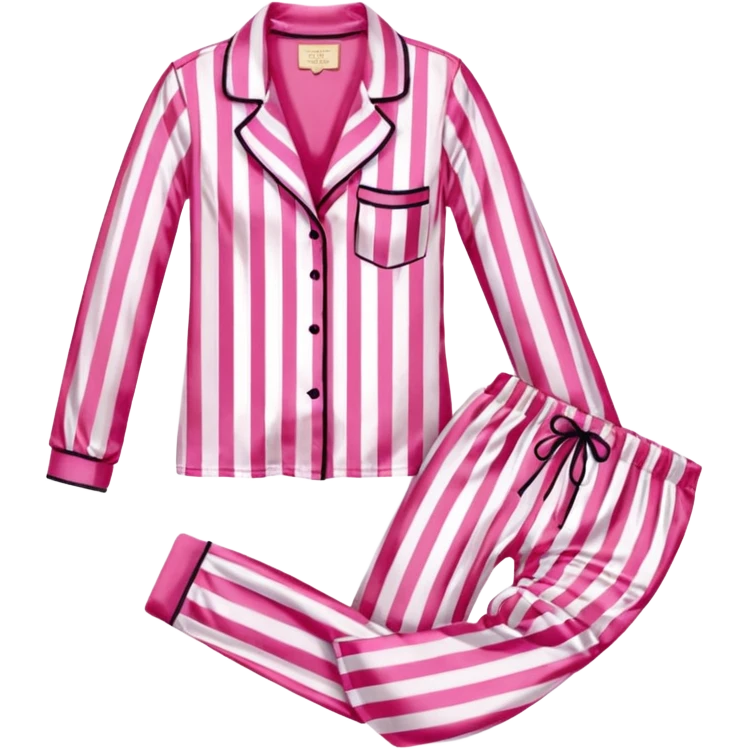 pink and white striped silk victoria’s secret pajama set emoji