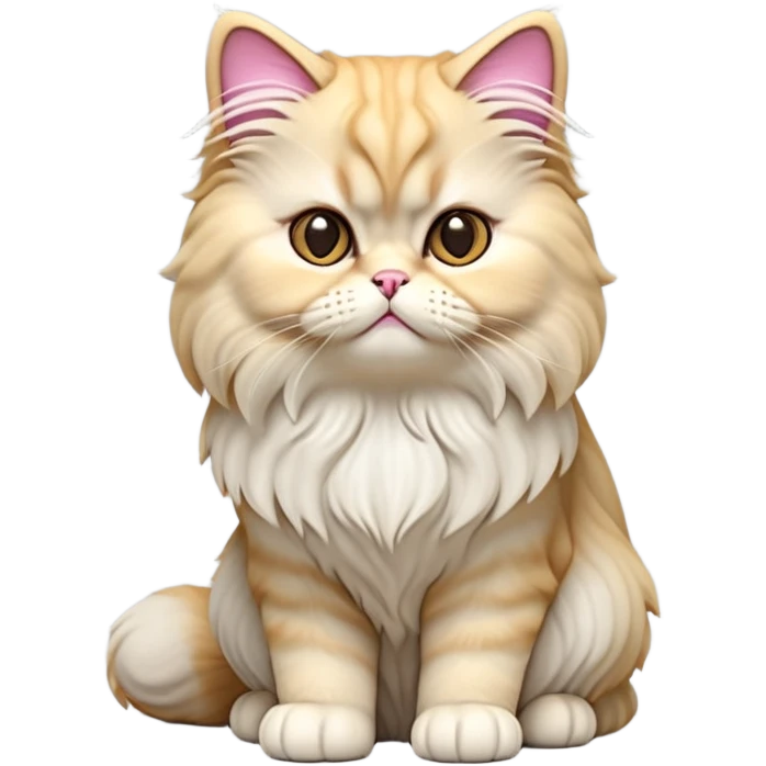 cinematic-[persian cat]-realistic-full-body-sitting-emoji,-tail-curled-playfully-around-its-paws,-head-tilted-dramatically,-fluffy-[persian cat]-fur,-simplified-yet-realistic-focused-features,-highly-detailed,-glowing-with-an-almost-sarcastic-glow emoji
