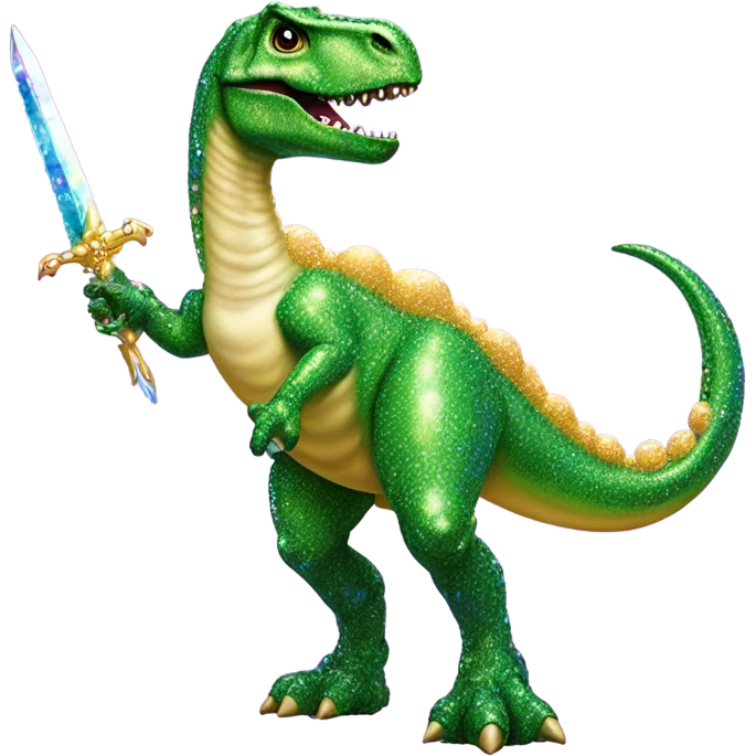 Lisa frank glitter dinosaur with sword and pearls emoji
