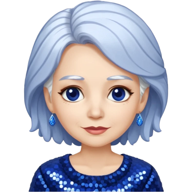 Madame Moribble from The Wizard of Oz with white hair, indigo sequin outfit emoji