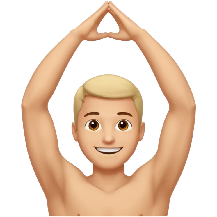 man stretching arms above head emoji