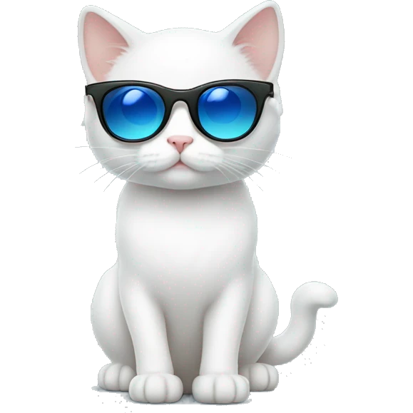 White small cute cat with blue eyes with sunglasses  emoji