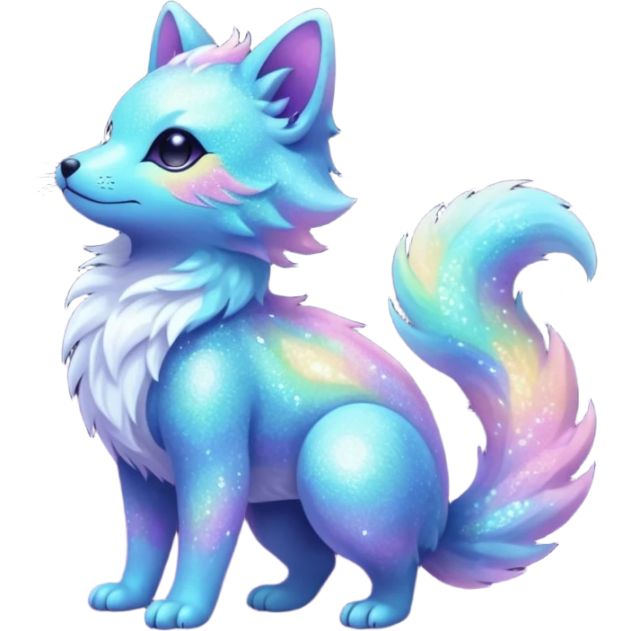 Pastel furry realistic nebula glittery Randomly-colored sparkly exotic Fakémon-creature, full body emoji