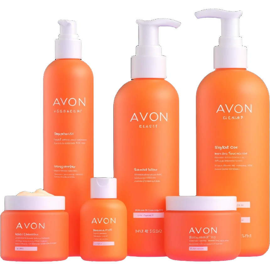 AVON skincare set with facial cleanser, toner, and moisturizer bottles emoji