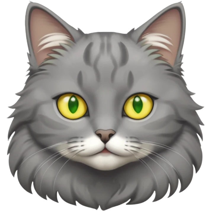 Cat grey with yellow and green eys emoji