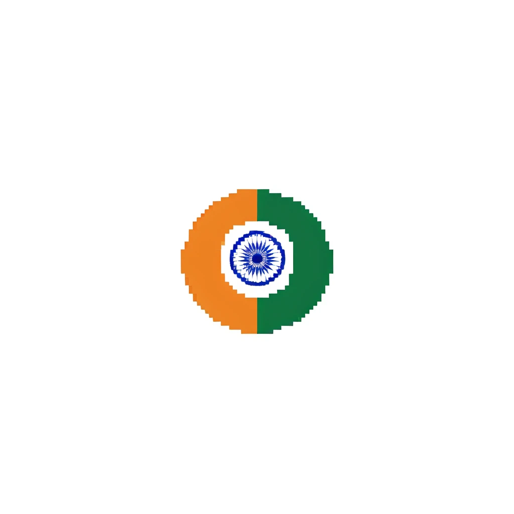 Detailed pixel art of Indian national flag with saffron, white and green colors emoji