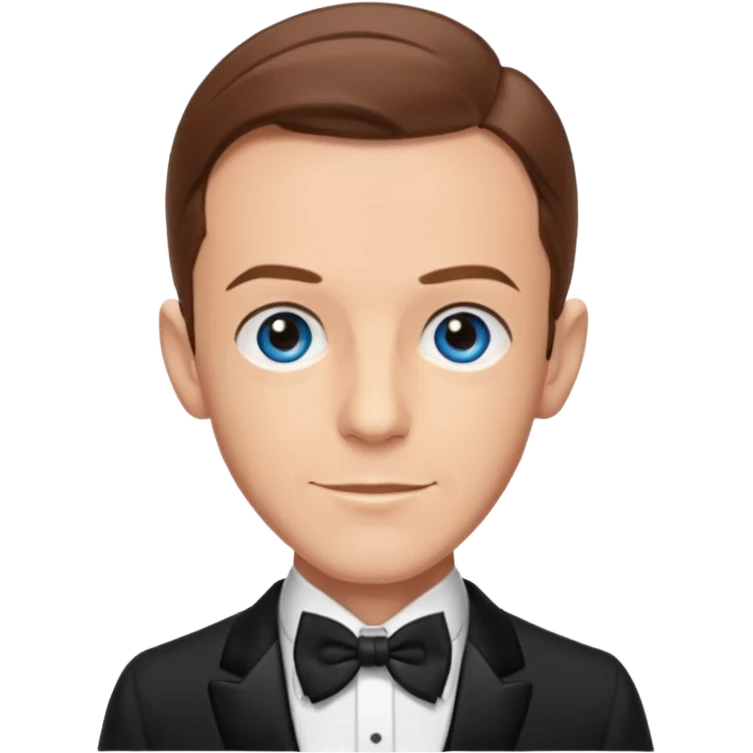 Fred Astaire with brown hair, blue eyes, black suit with bow tie emoji
