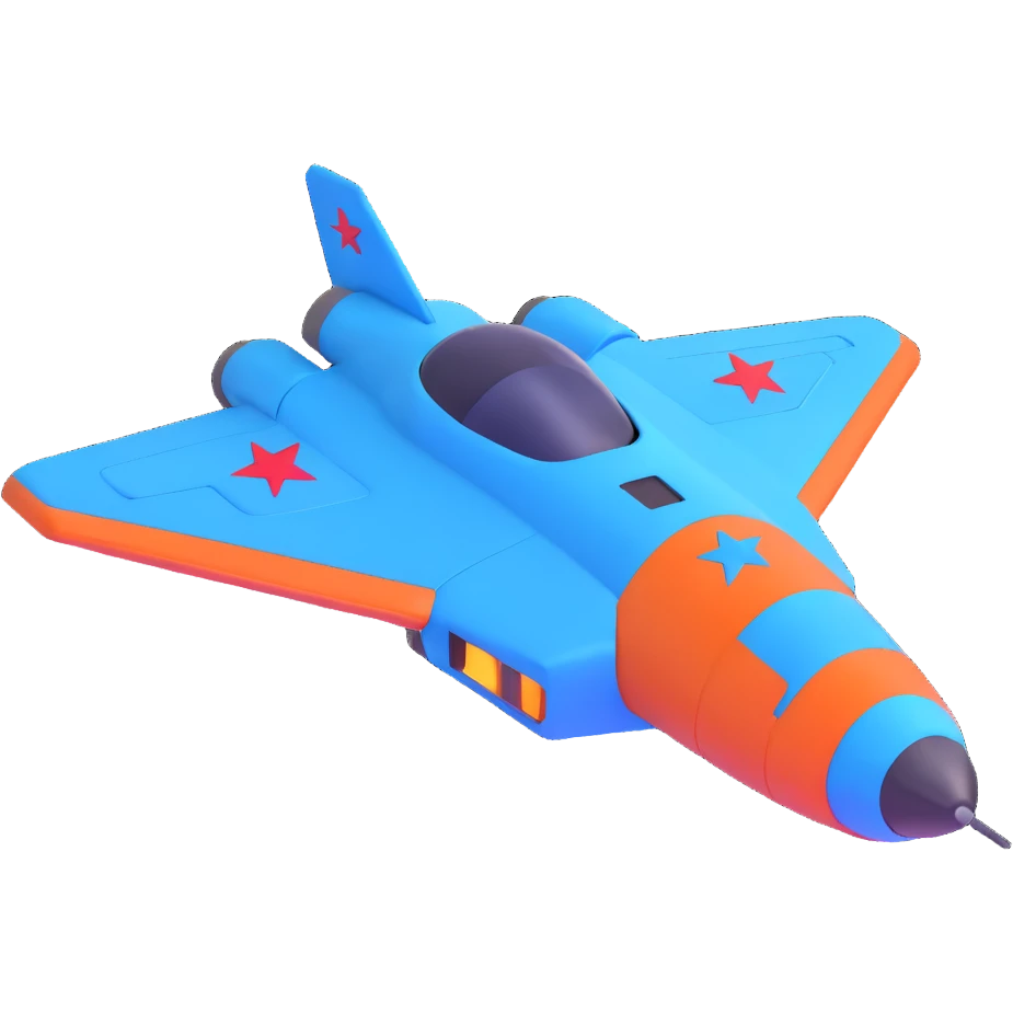 Blue starship with red star insignia, celestial navigator emoji