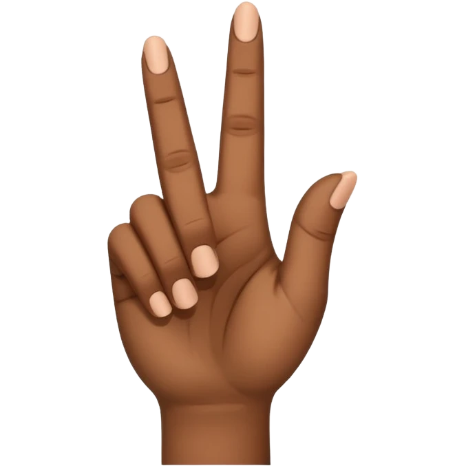 A flat hand with the palm facing towards me and the middle finger bent 90 degrees emoji